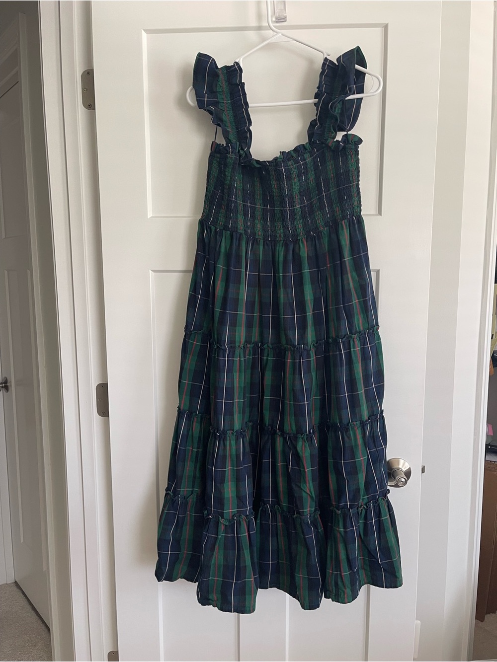 Women’s Plaid Tiered Sundress - Green & Navy